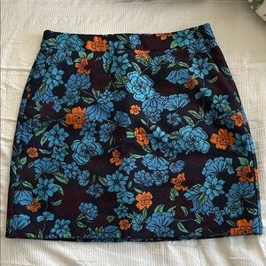 LOFT Floral Mini Skirt - Blue and Orange